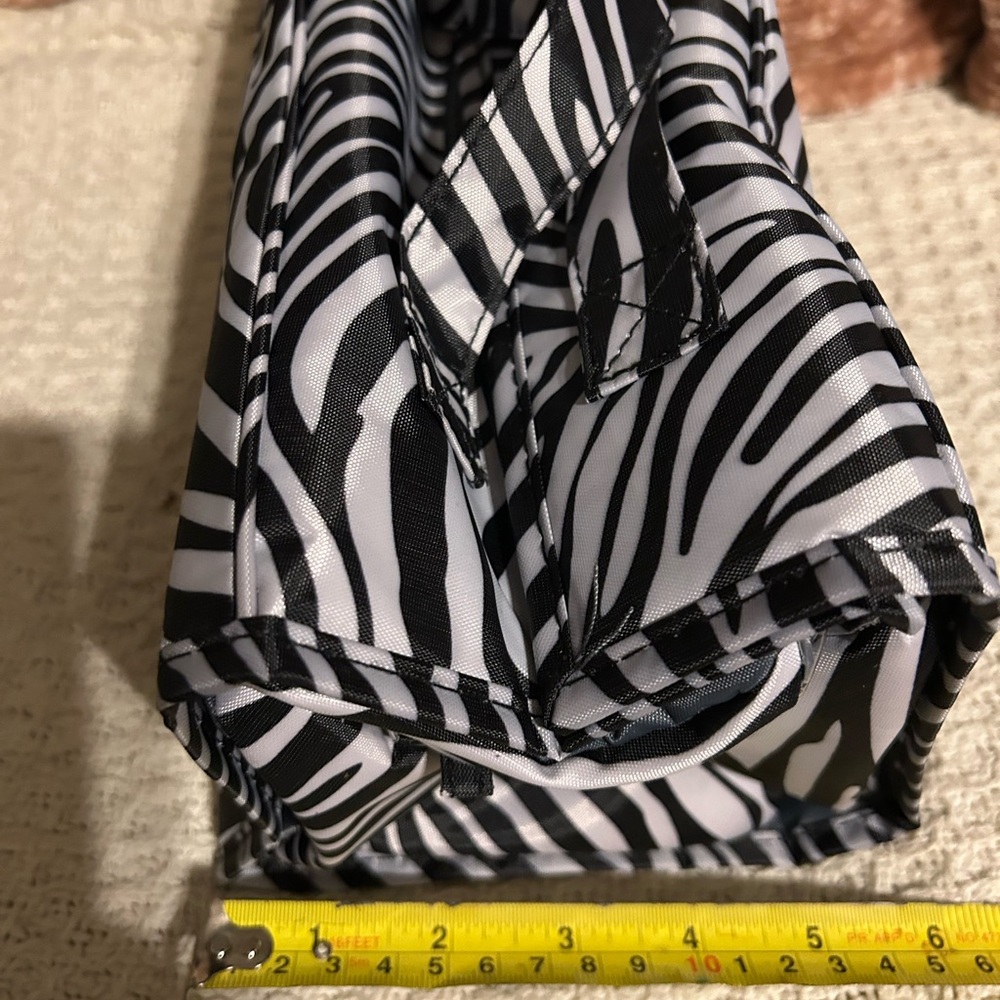 Zebra Print cosmetics bag.